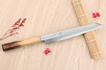 Couteau yanagiba kiritsuke 24cm japonais artisanal Nakamura Kaishin Saku WS2 en chêne