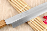 Couteau yanagiba kiritsuke 27cm japonais artisanal Nakamura Kaishin Saku WS2 en chêne