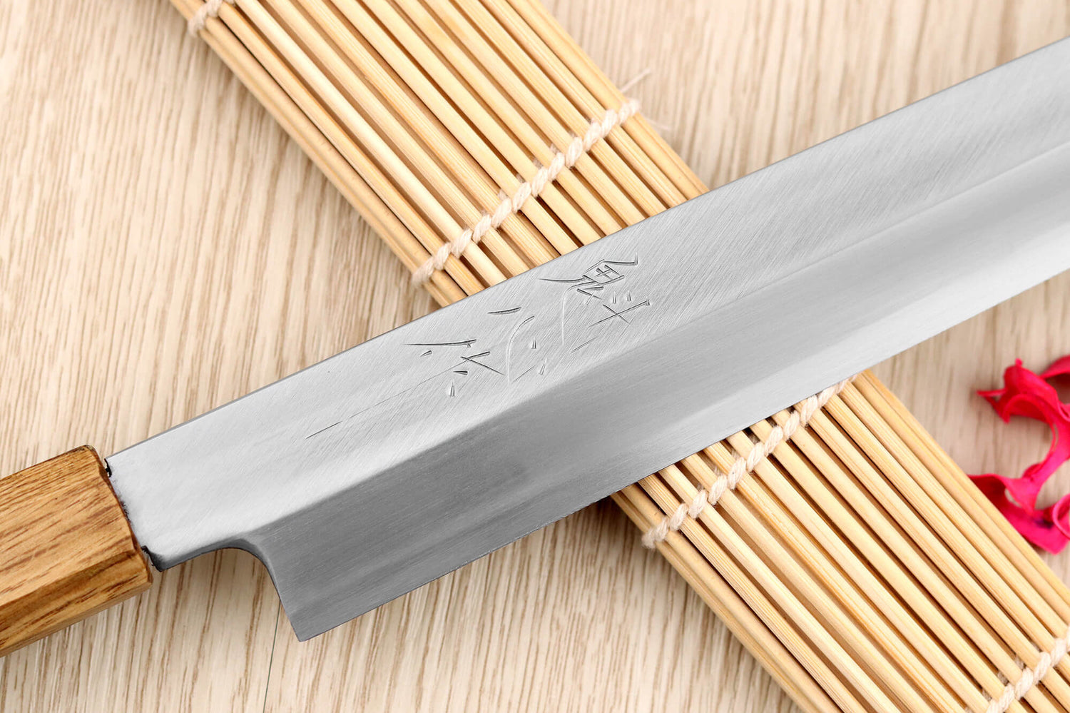 Couteau yanagiba kiritsuke 27cm japonais artisanal Nakamura Kaishin Saku WS2 en chêne