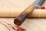 Couteau yanagiba kiritsuke 27cm japonais artisanal Nakamura Kaishin Saku WS2 en chêne