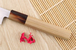 Couteau yanagiba 24cm japonais artisanal Nakamura Kaishin Saku WS2 en magnolia