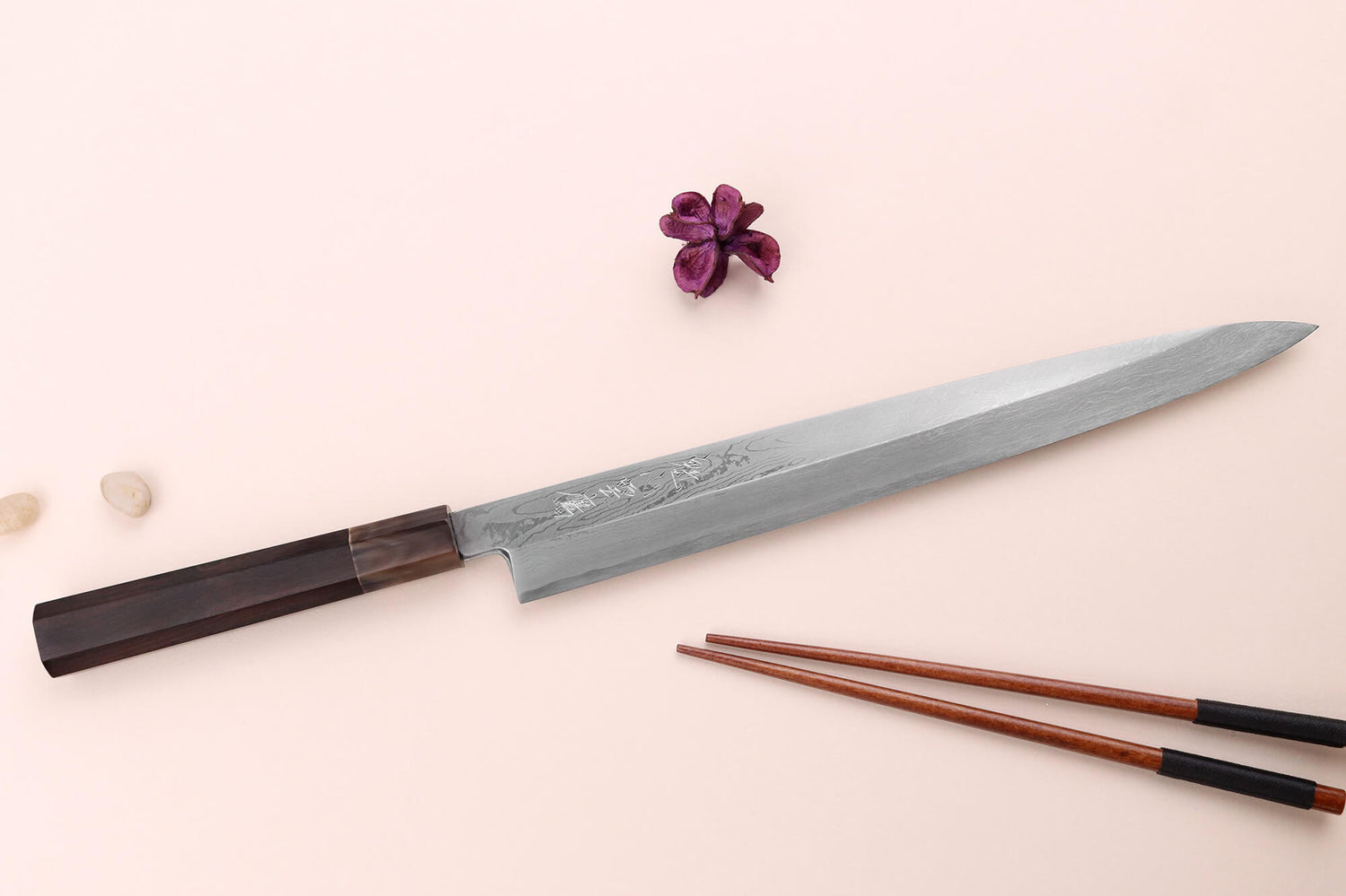 Couteau yanagiba 30cm japonais artisanal Nakamura Kaishin Suminagashi WS1