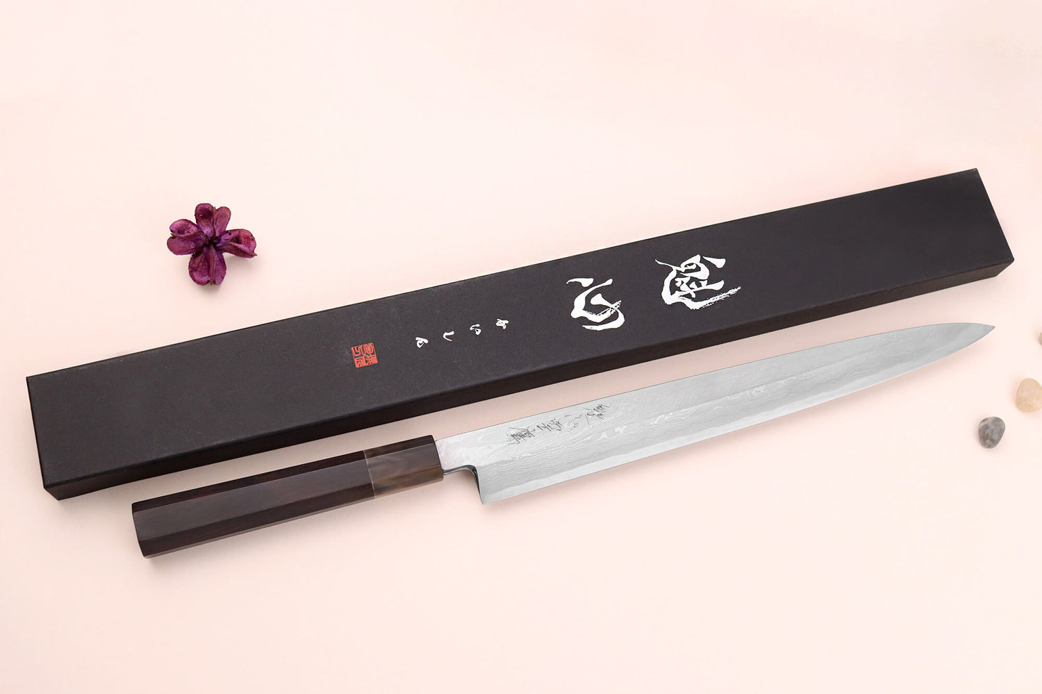 Couteau yanagiba 30cm japonais artisanal Nakamura Kaishin Suminagashi WS1