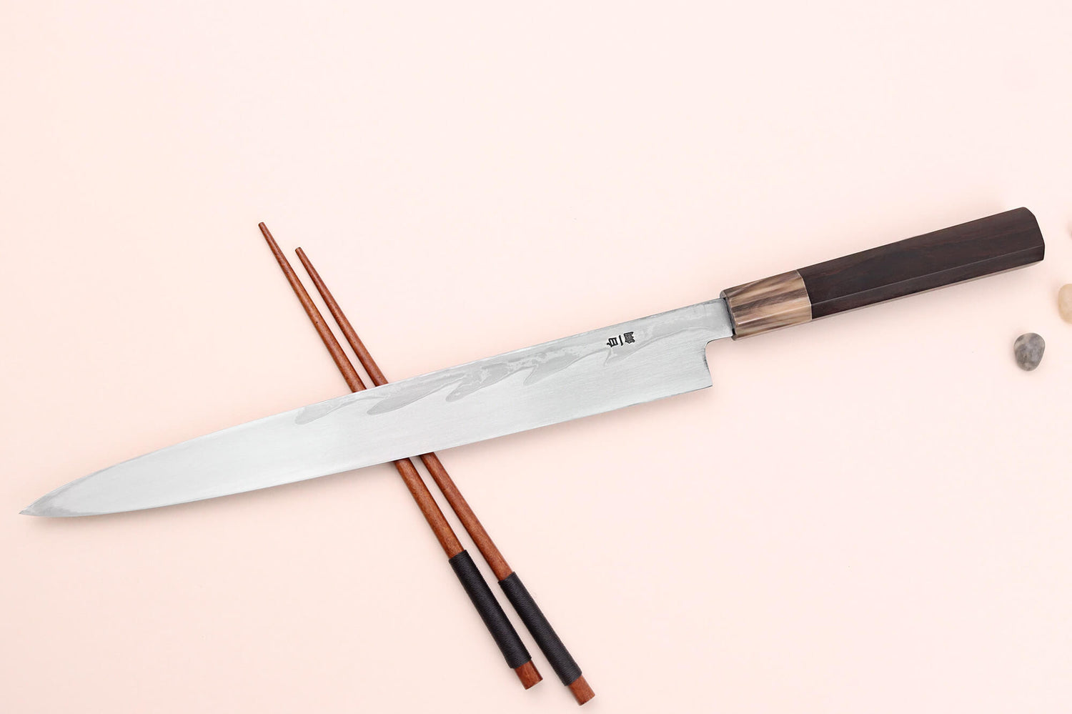 Couteau yanagiba 30cm japonais artisanal Nakamura Kaishin Suminagashi WS1