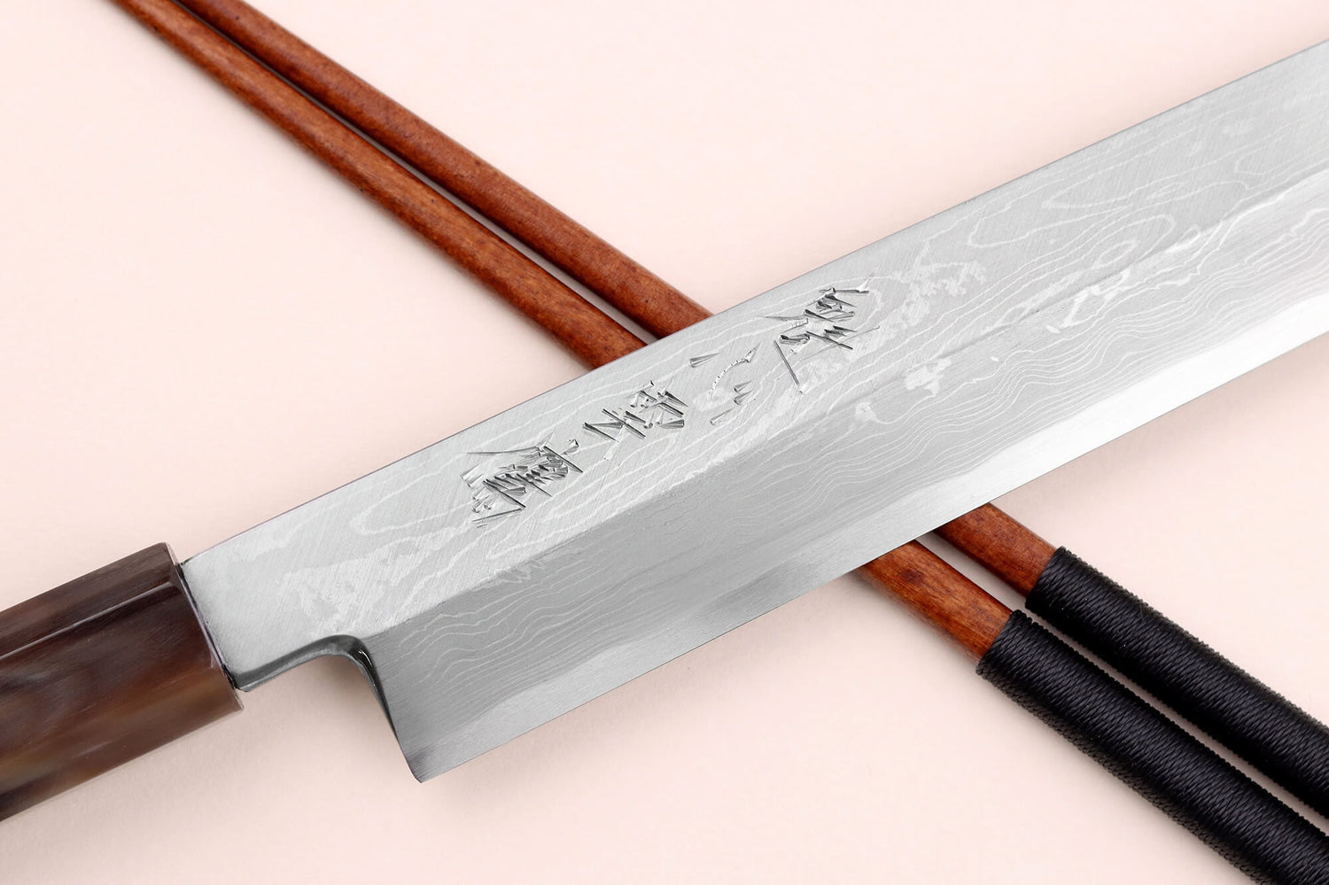 Couteau yanagiba 30cm japonais artisanal Nakamura Kaishin Suminagashi WS1
