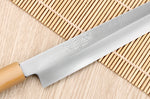 Couteau yanagiba 27cm japonais artisanal Nakamura Kaishin Saku WS2 en magnolia