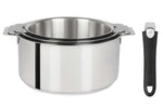 Set de 3 casseroles Cristel Mutine Amovible en inox 16 à 20cm - Poignée couleur incluse - Noir