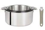 Set de 3 casseroles Cristel Mutine Amovible en inox 16 à 20cm - Poignée couleur incluse - Taupe