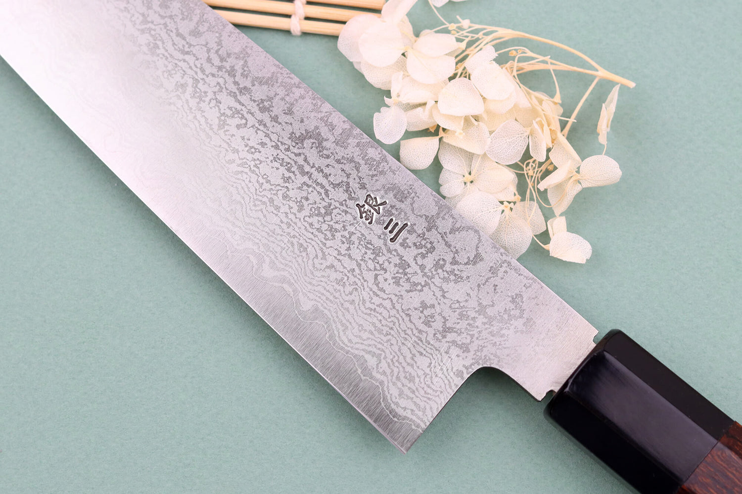 Couteau de chef 21cm japonais artisanal Nakamura Kaishin Ginsan Damas