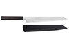 Couteau yanagiba kiritsuke japonais artisanal 33cm Sakai Takayuki Byakko manche en ébène + étui