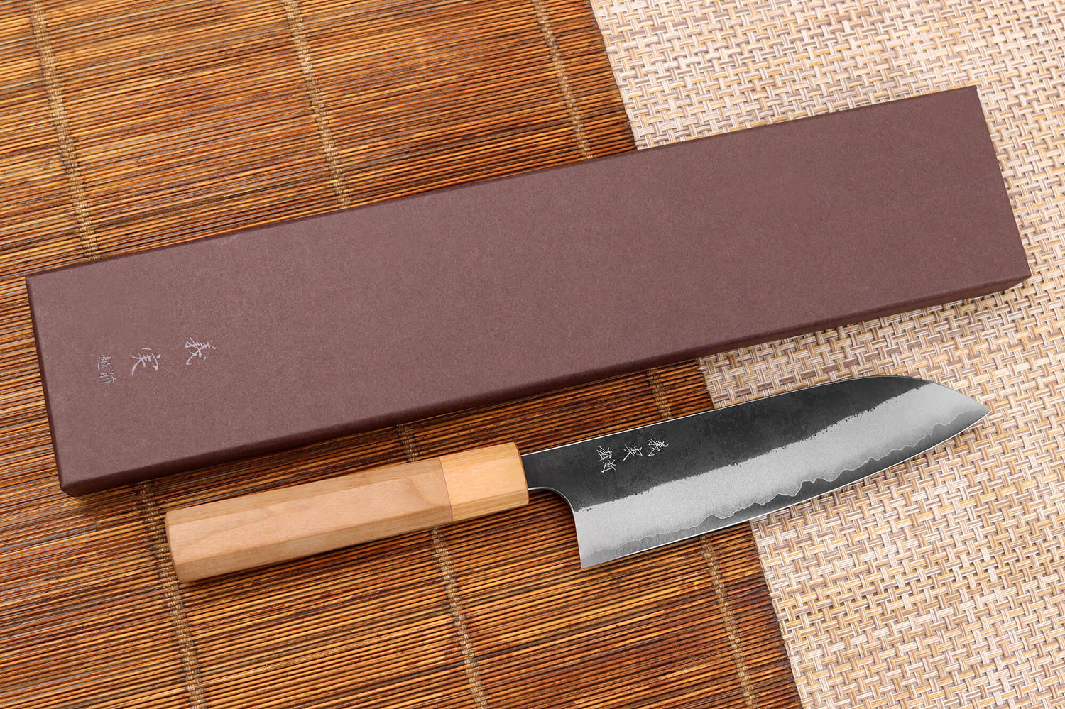 Couteau santoku japonais artisanal Yoshimi Kato AS Brut 16,5cm