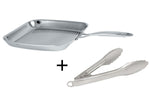 Poêle grill Cristel Castel'Pro inox + pince de service inox offerte - Exclusivité
