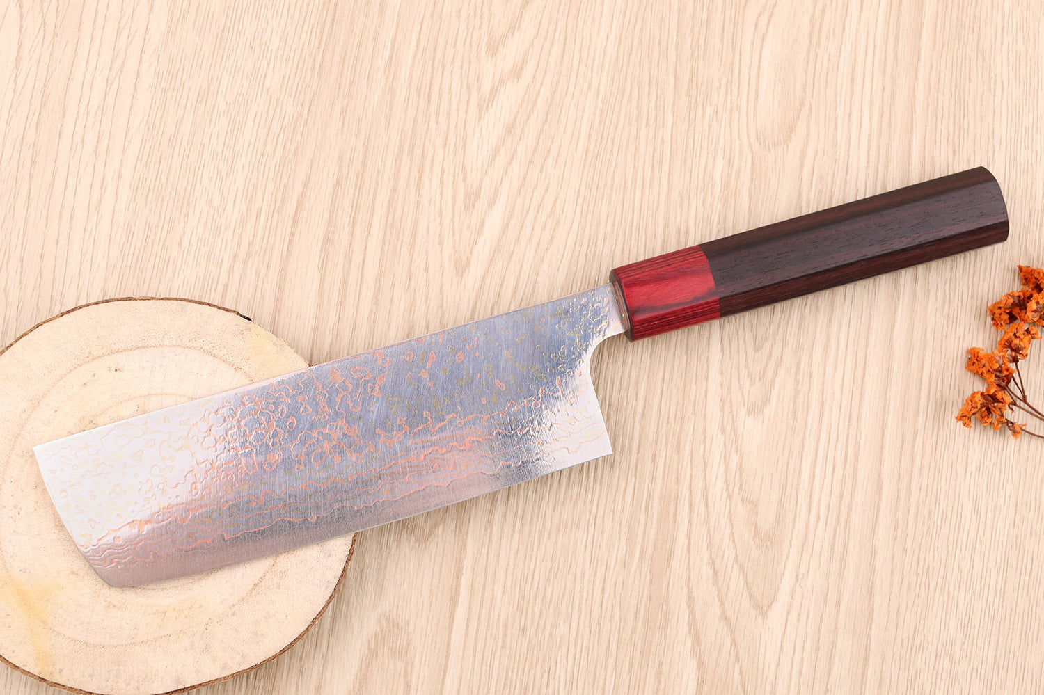 Couteau nakiri 16,5cm japonais artisanal Takeshi Saji VG10 Rainbow