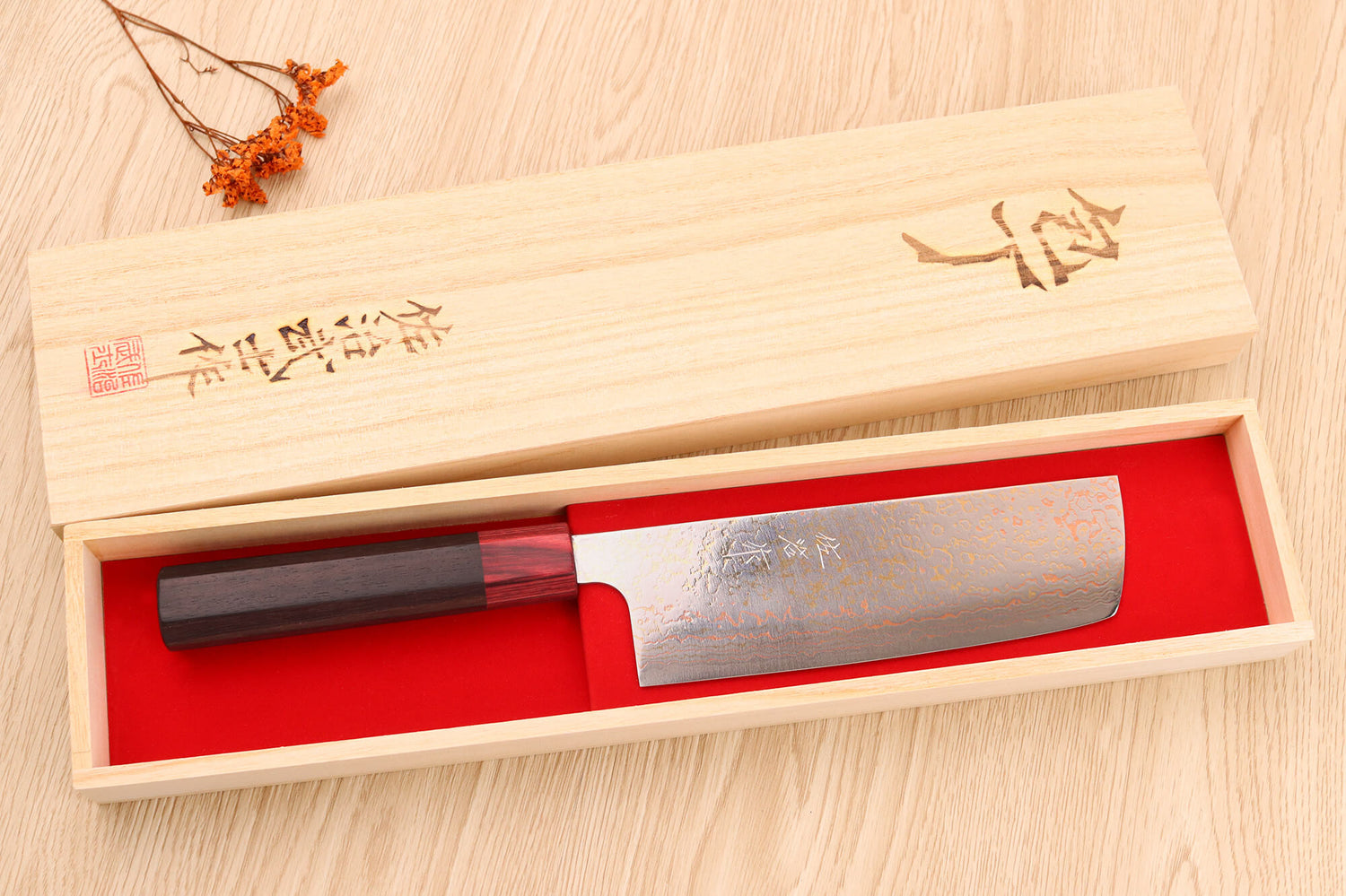 Couteau nakiri 16,5cm japonais artisanal Takeshi Saji VG10 Rainbow