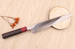 Couteau sujihiki 24cm japonais artisanal Takeshi Saji VG10 Rainbow