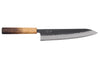 Couteau de chef 24cm japonais artisanal Yuzo Black AS chêne brûlé