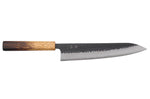 Couteau de chef 24cm japonais artisanal Yuzo Black AS chêne brûlé