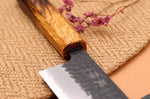 Couteau de chef 24cm japonais artisanal Yuzo Black AS chêne brûlé