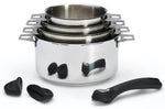 Set de 4 casseroles De Buyer Milady Twisty en acier inoxydable + 1 poignée + 2 anses