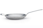 Poêle ronde De Buyer Mineral B Pro 32cm en acier, poignée et contre-poignée en fonte d'inox