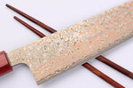 Couteau de chef 21cm japonais artisanal Takeshi Saji VG10 Rainbow Nashiji