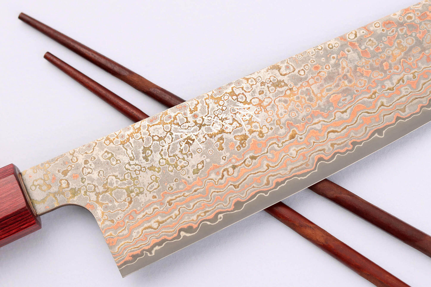 Couteau de chef 21cm japonais artisanal Takeshi Saji VG10 Rainbow Nashiji