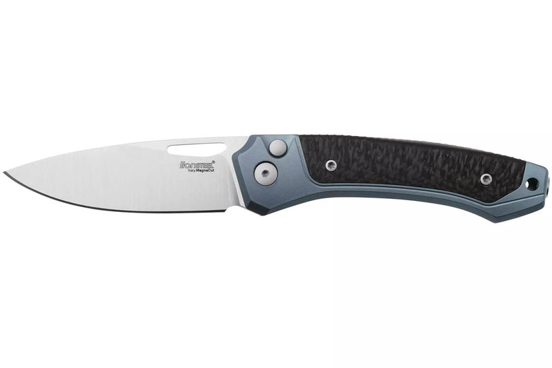 Couteau pliant LionSteel Twain TW-BLCF manche 10,5cm en titanium bleu et fibres de carbone