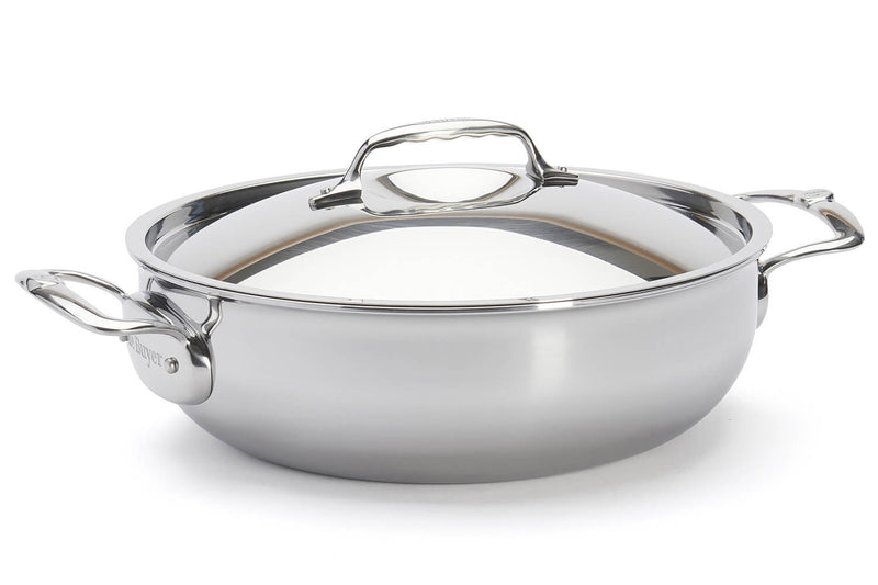 Sautoir bombé De Buyer Affinity 28cm en acier inoxydable 5 ply avec couvercle