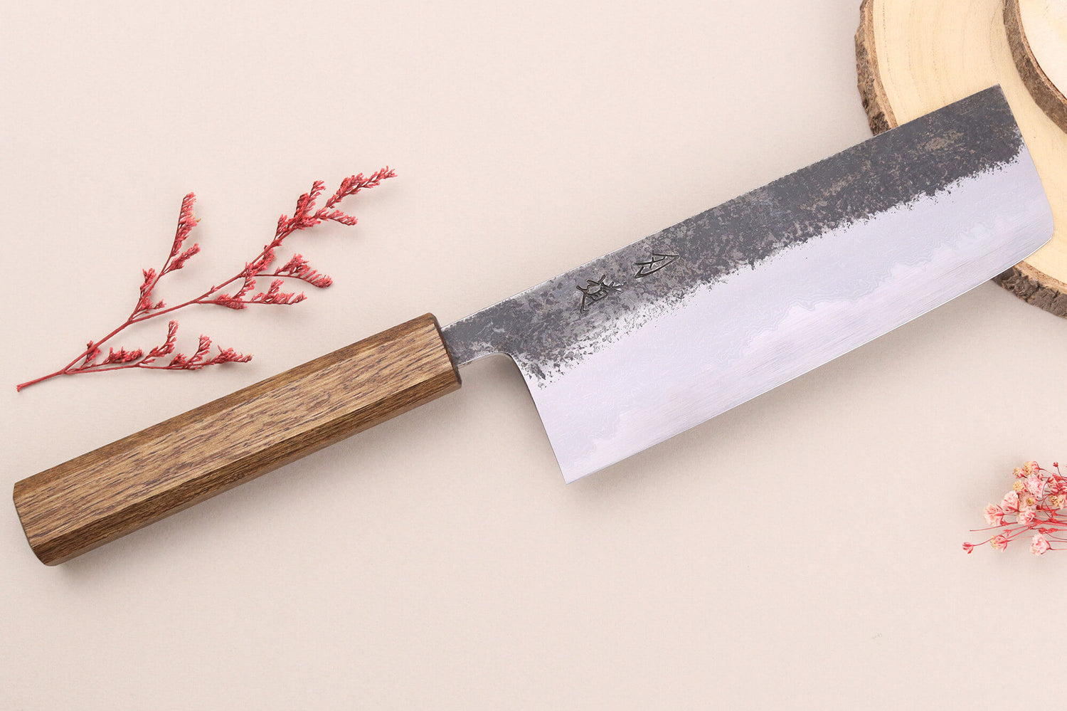 Couteau nakiri 16,5cm japonais artisanal Hado Sumi B1D manche en chêne