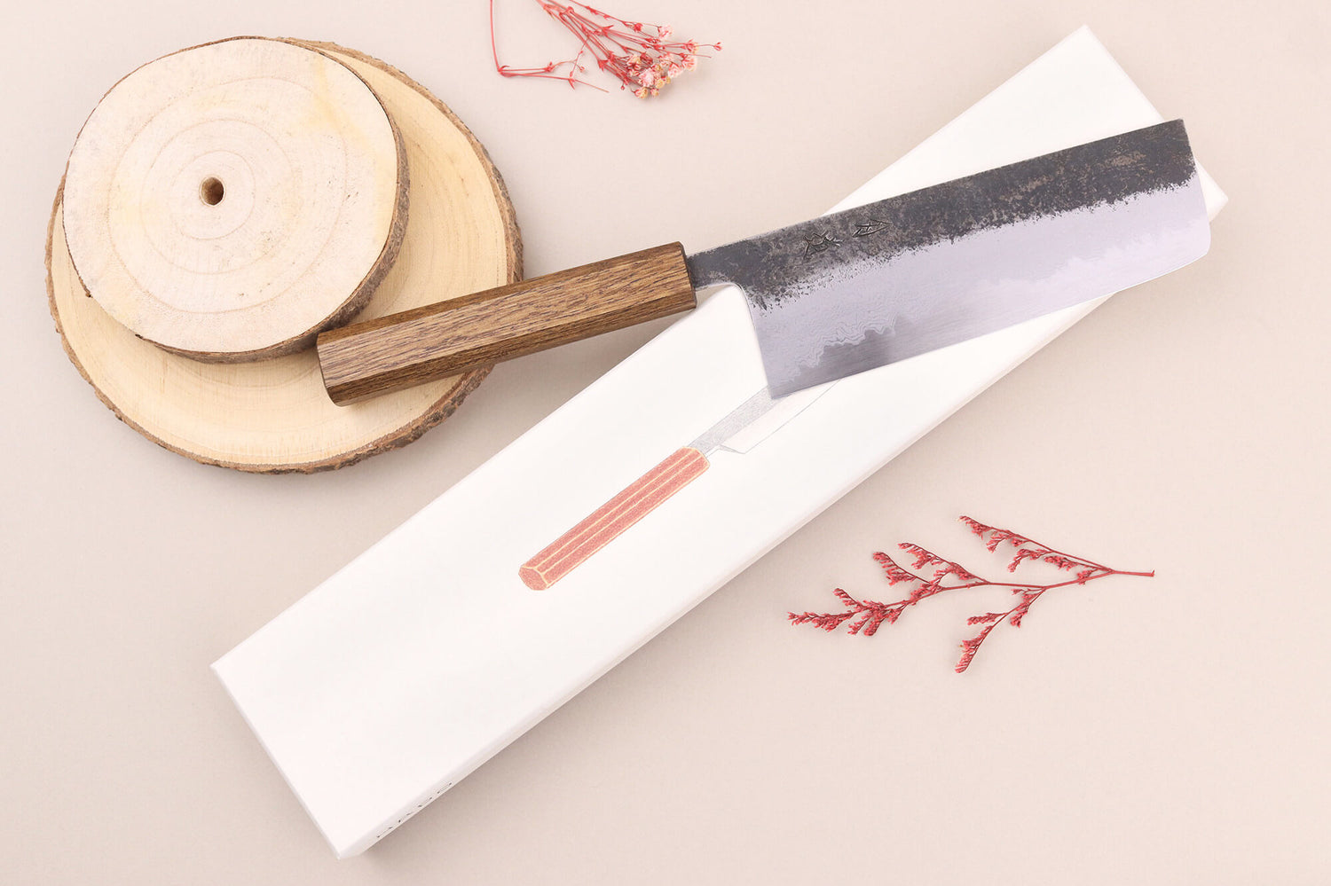 Couteau nakiri 16,5cm japonais artisanal Hado Sumi B1D manche en chêne