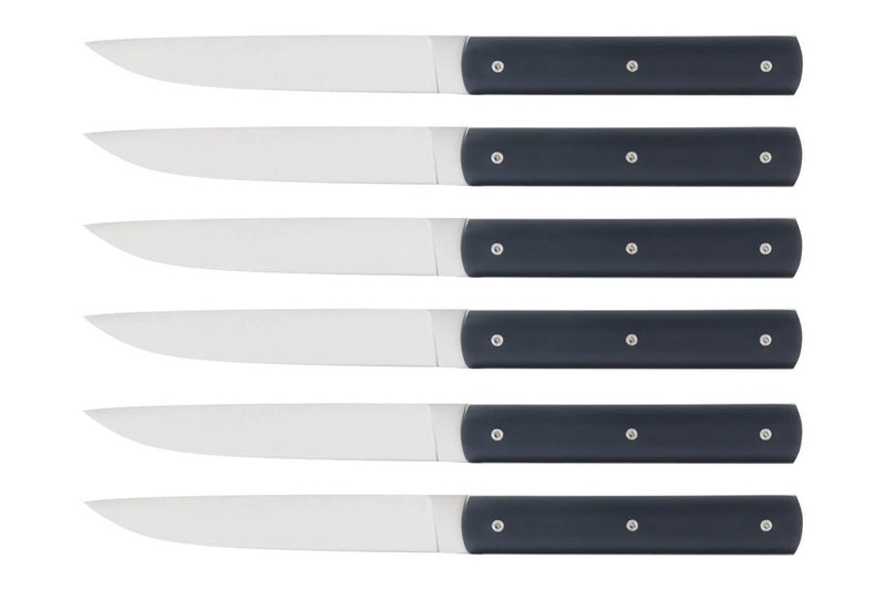 Coffret de 6 couteaux de table faits mains Perceval 888 gris anthracite