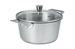 Faitout Cristel 1826 en acier inoxydable 18/10 brossé + couvercle en verre bombé - 16cm