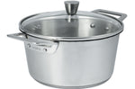 Faitout Cristel 1826 en acier inoxydable 18/10 brossé + couvercle en verre bombé - 24cm