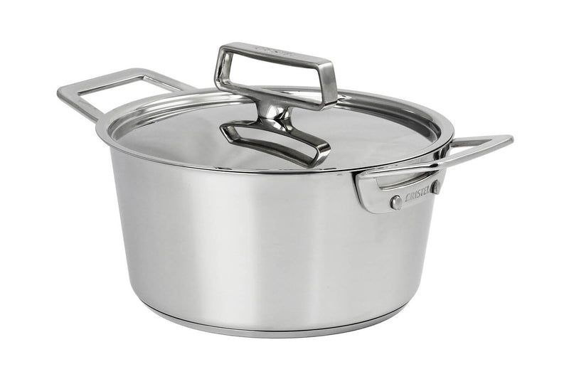 Faitout Cristel 1826 en acier inoxydable 18/10 brossé + couvercle Castel'Pro en inox - 16cm
