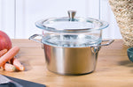 Couvercle Cristel 1826 en verre bombé à pontet en inox - 20cm - 24cm