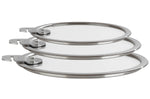 Set de 3 couvercles plats Cristel Strate Amovible 16 à 20cm en verre trempé
