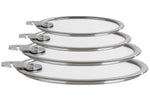 Set de 4 couvercles plats Cristel Strate Amovible 14 à 20cm en verre trempé