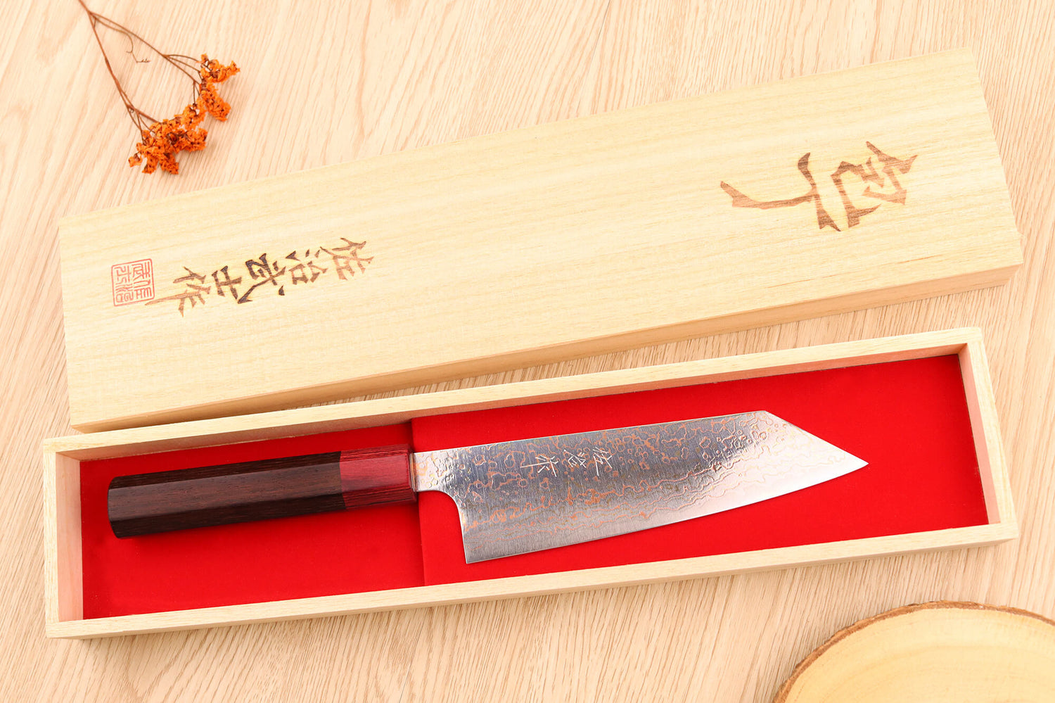 Couteau bunka 16,5cm japonais artisanal Takeshi Saji VG10 Rainbow