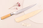 Couteau yanagiba 27cm Wusaki Olive 7Cr manche en olivier + saya