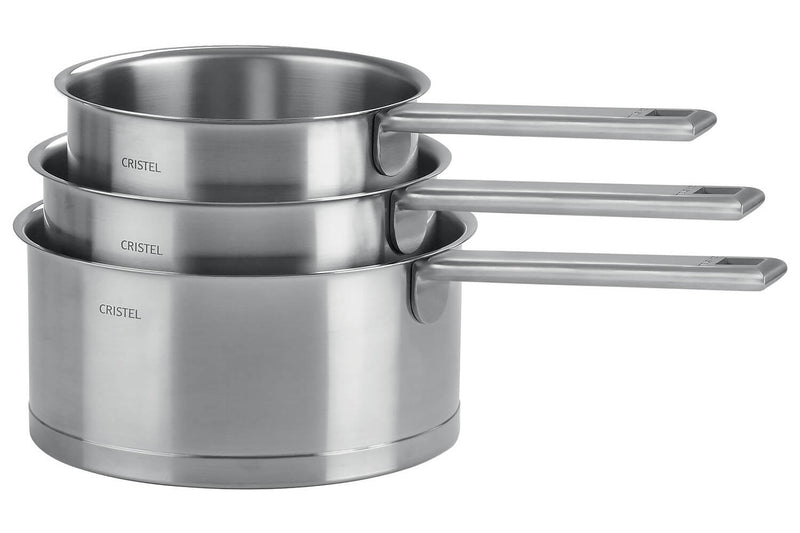 Set de 3 casseroles Cristel Strate Fixe en acier inox 18/10 - 16, 18 et 20cm