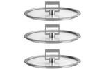 Set de 3 couvercles plats Cristel Strate Fixe 16 à 20cm en verre trempé avec bouton rabattable