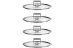 Set de 4 couvercles plats Cristel Strate Fixe 14 à 20cm en verre trempé avec bouton rabattable
