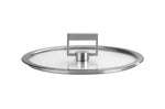 Set de 4 couvercles plats Cristel Strate Fixe 14 à 20cm en verre trempé avec bouton rabattable