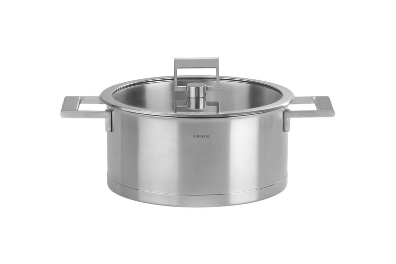 Faitout Cristel Strate Fixe en acier inox 18/10 + couvercle en verre plat - 16cm