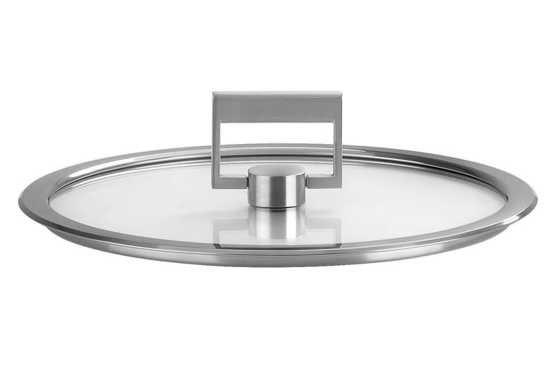 Couvercle plat Cristel Strate Fixe en verre trempé avec bouton rabattable - 26cm