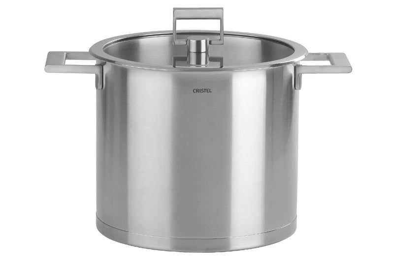 Marmite Cristel Strate Fixe en acier inox 18/10 + couvercle en verre plat - 22cm