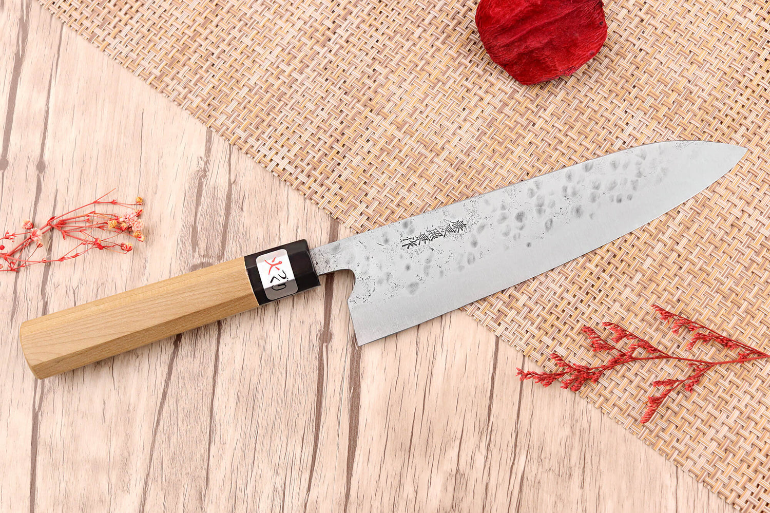 Couteau de chef 21cm japonais artisanal Fujiwara Maboroshi manche en magnolia