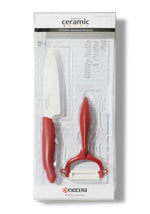 Coffret Kyocera couteau 11cm et Eplucheur vertical manche rouge