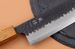 Couteau kiritsuke 21cm japonais artisanal Yuzo Black AS chêne brûlé