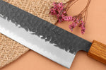 Couteau kiritsuke 21cm japonais artisanal Yuzo Black AS chêne brûlé